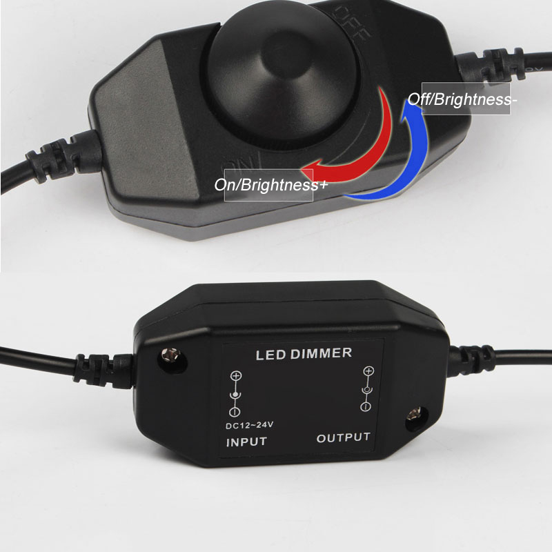 DC12/24V Max 2A 24-24W, Mini Manual rotation LED Dimmer, ABS Shell, For Single Color LED Lighting DC12/24V Max 2A 24-24W, Mini Manual rotation LED Dimmer, ABS Shell, For Single Color LED Lighting